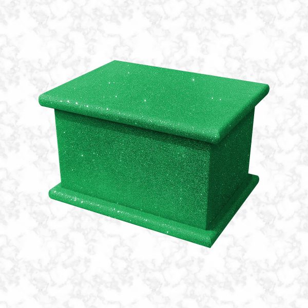 green glitter child ashes casket