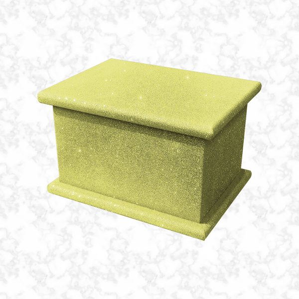 disco yellow glitter child ashes casket