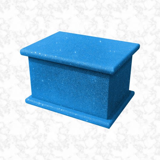 blue glitter child ashes casket