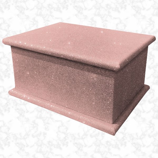 rose gold glitter adult ashes casket