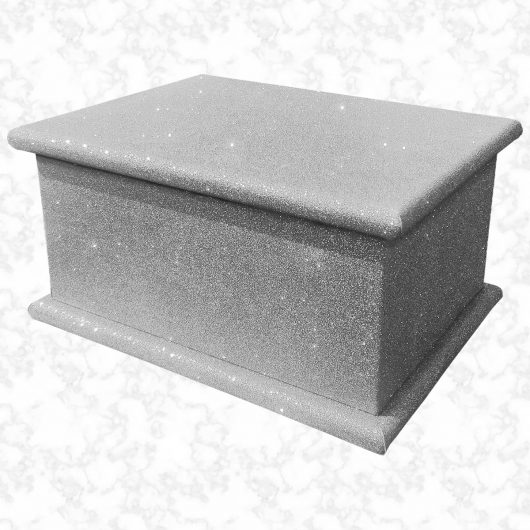 silver glitter adult ashes casket