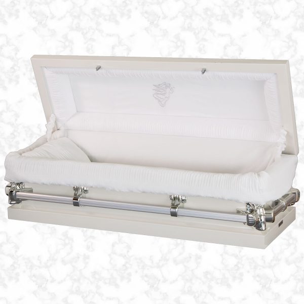 Standard white interior for the Ashley 3' 6'' American casket