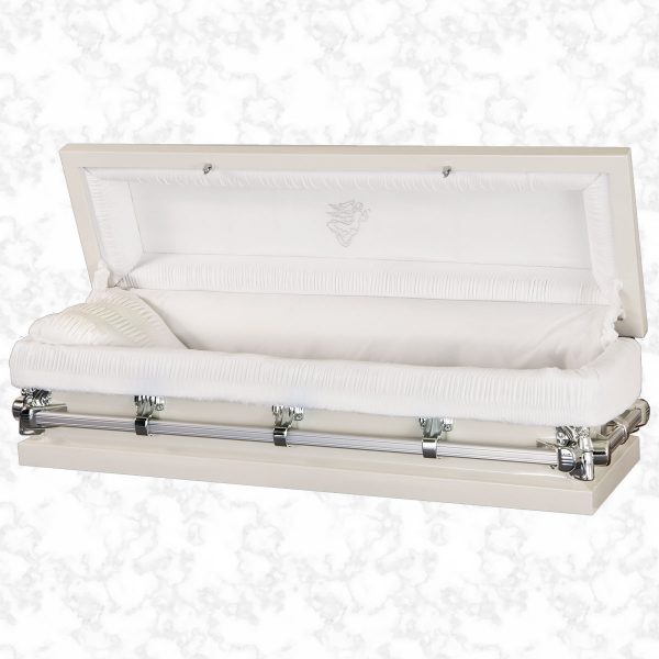 Standard white interior for the Ashley 4' American casket