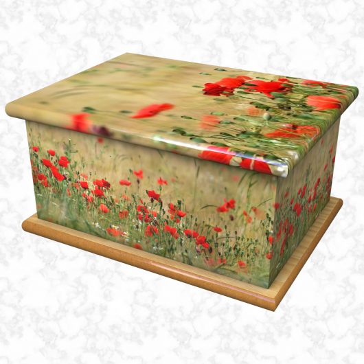 Poppy meadow ashes casket