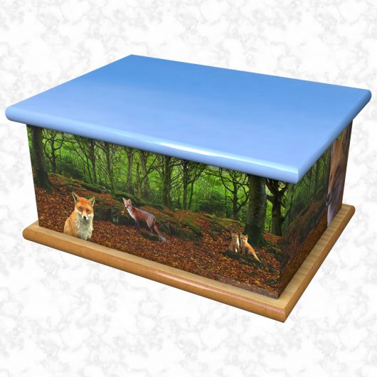 Woodland foxes ashes casket