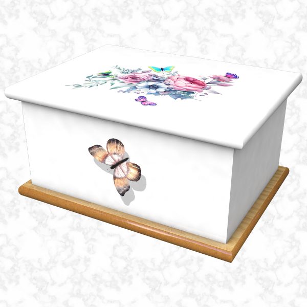 Butterfly rose ashes casket