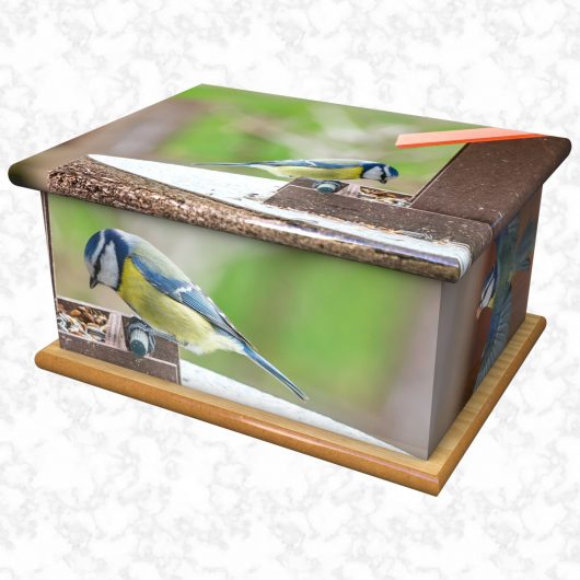 Bird feeder ashes casket