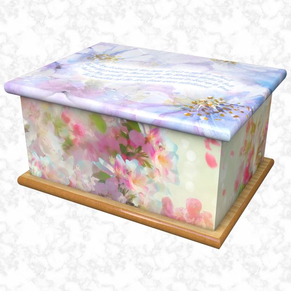 Cherry pink & apple blossom ashes casket