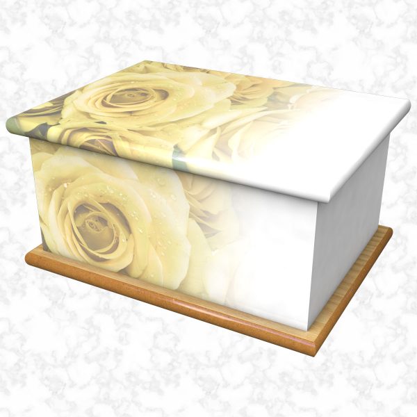 Blushing rose yellow ashes casket