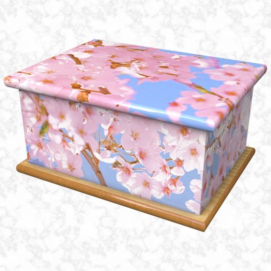 Pink blossom ashes casket