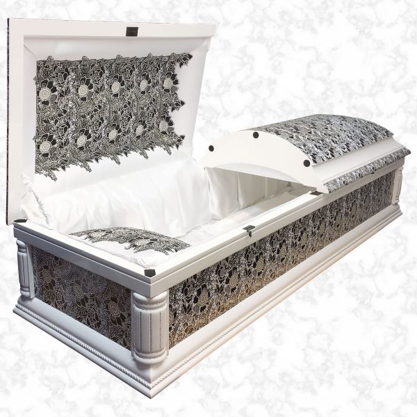 Purity crystal wood American casket interior