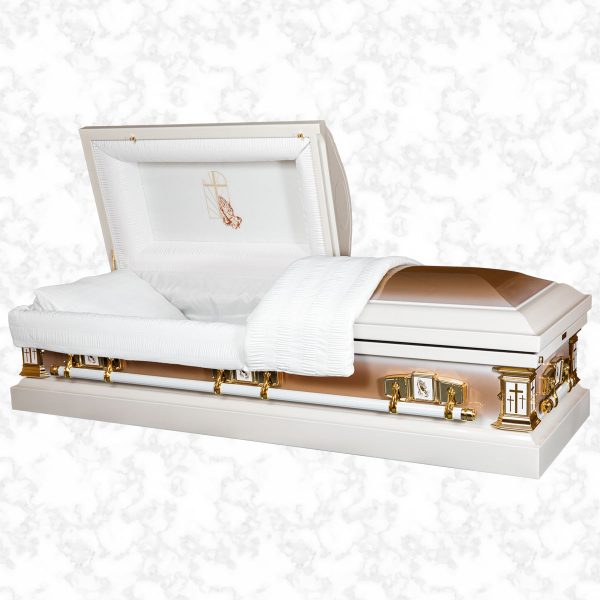 Devotion metal American casket standard white interior