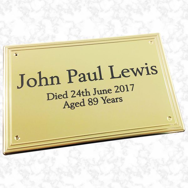 Gold engraved plate