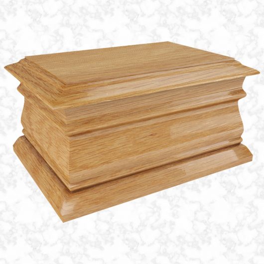 Solid oak cremation casket