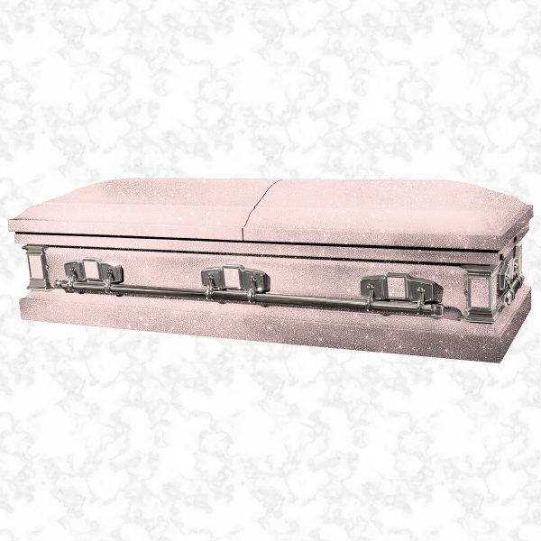 Devotion Glitter Baby Pink American casket with Silver handles