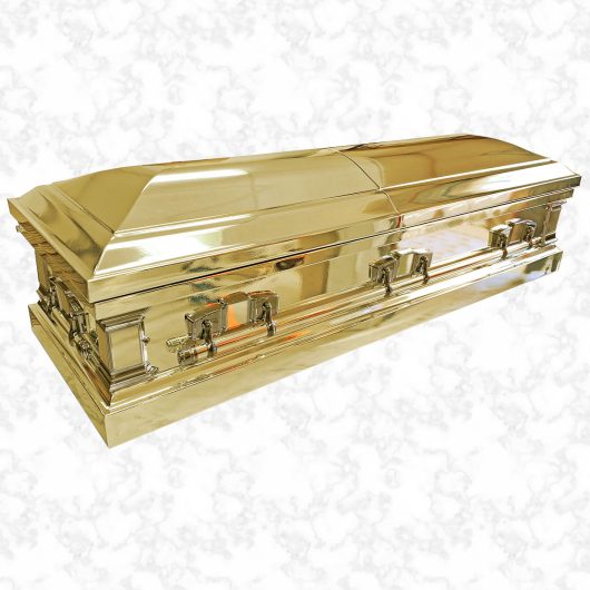 Chrome Gold metal American casket with gold handles