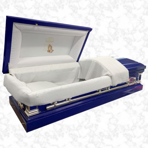 Devotion metal American casket Navy Blue standard interior