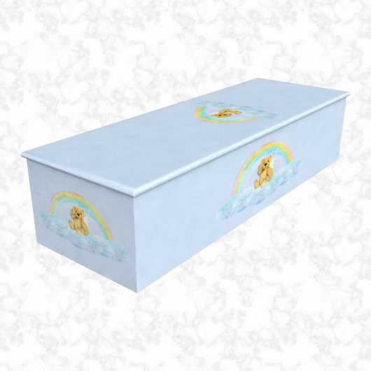 Rainbow Bear blue child casket