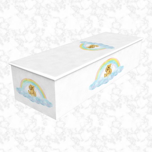 Rainbow Bear white child casket