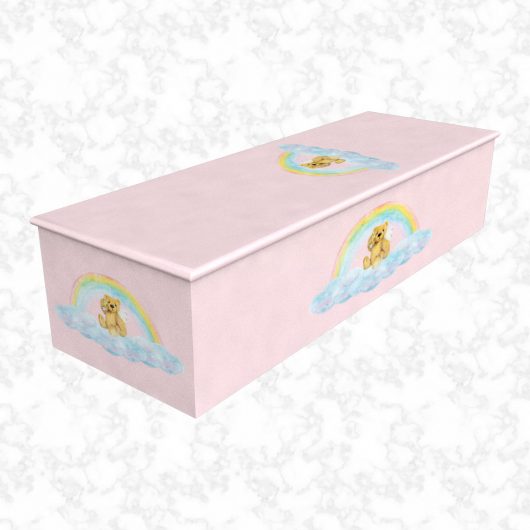 Rainbow Bear pink child casket