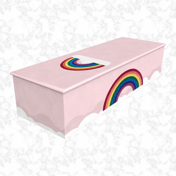 Glittering Rainbow baby pink child casket