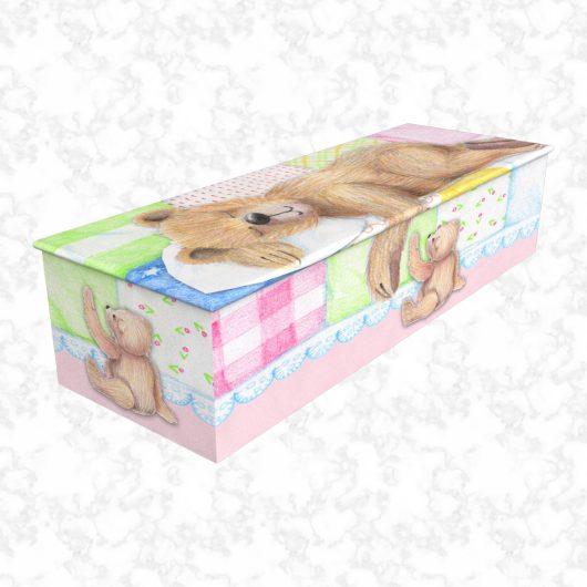 Sleepy Bear pink child casket