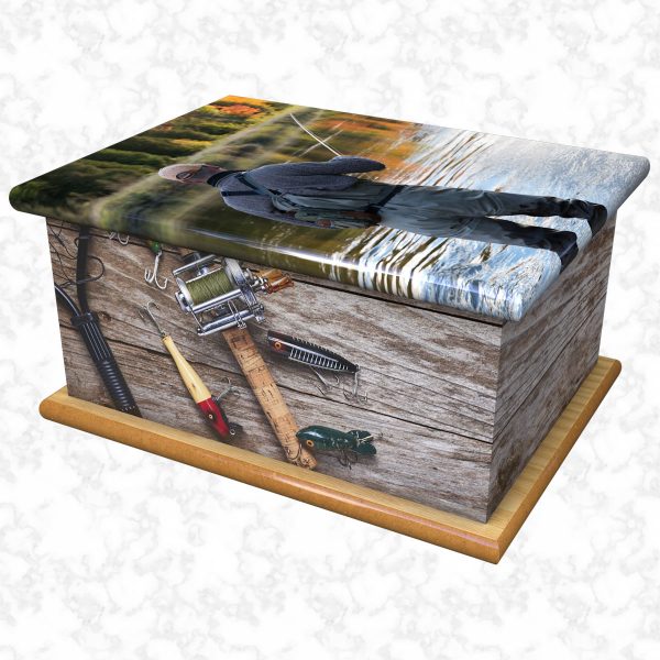 Fishing tackle ashes casket