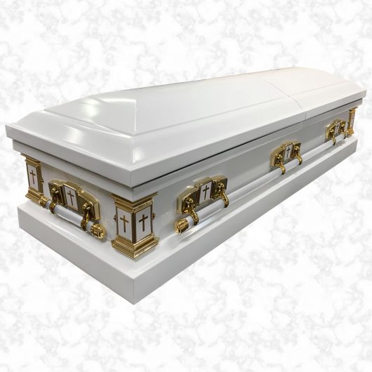 Devotion white and gold metal American casket