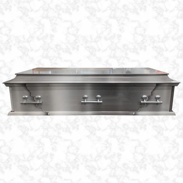 Oxford ripped metal effect wood American casket side view