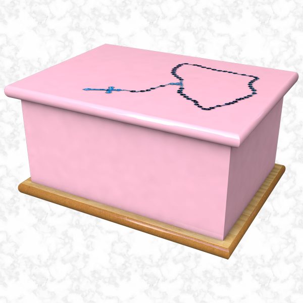 rosary pink ashes casket