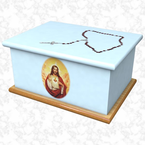 rosary skyblue sacred heart ashes casket