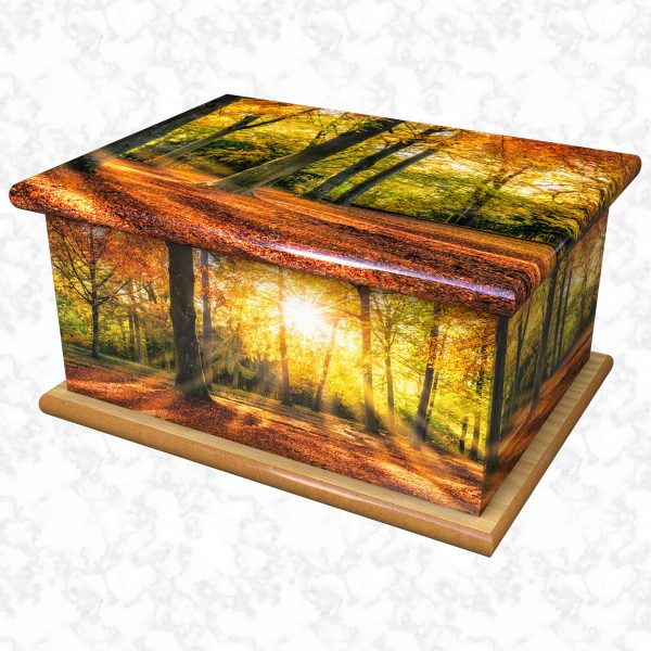 autumn sunset ashes casket