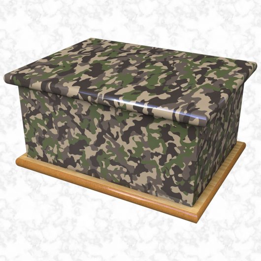 camo ashes casket