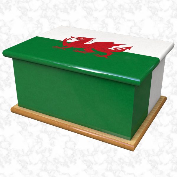 Welsh flag ashes casket