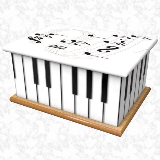 white musical ashes casket