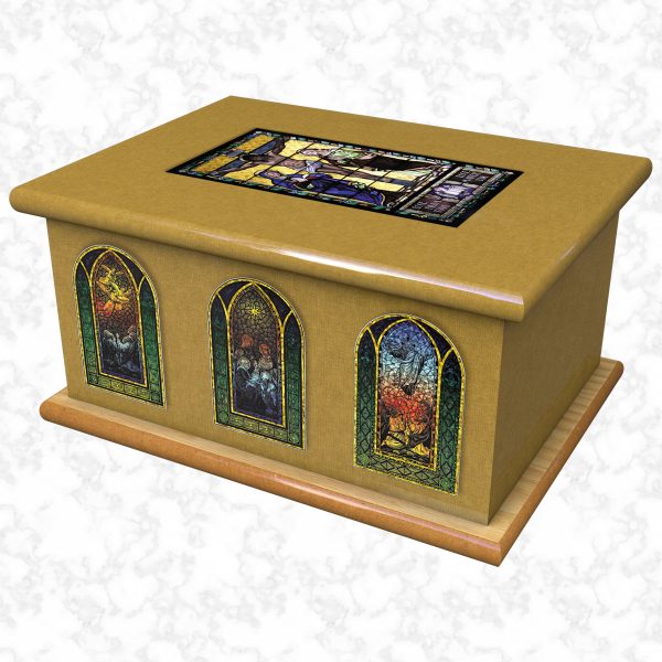 stained glass ashes casket