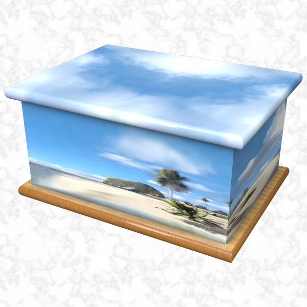 desert island ashes casket