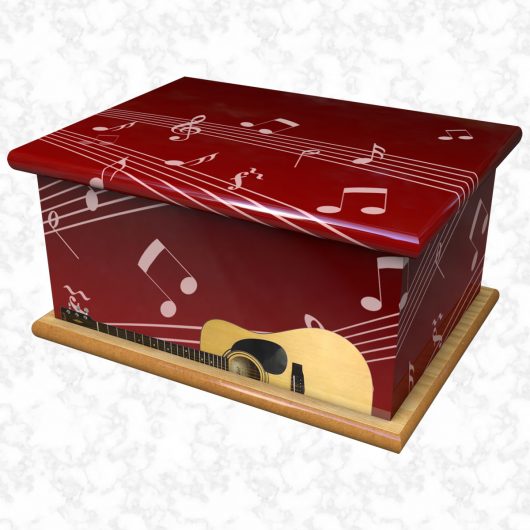 guitar music red ashes casket