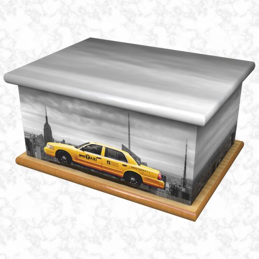 New York taxi ashes casket