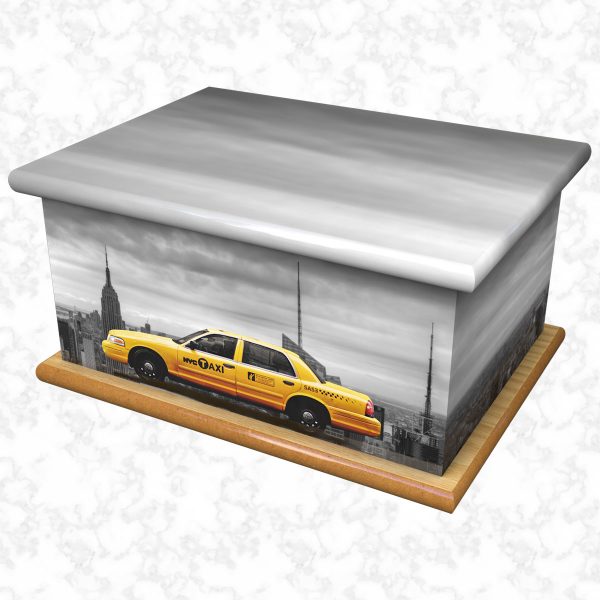 New York taxi ashes casket