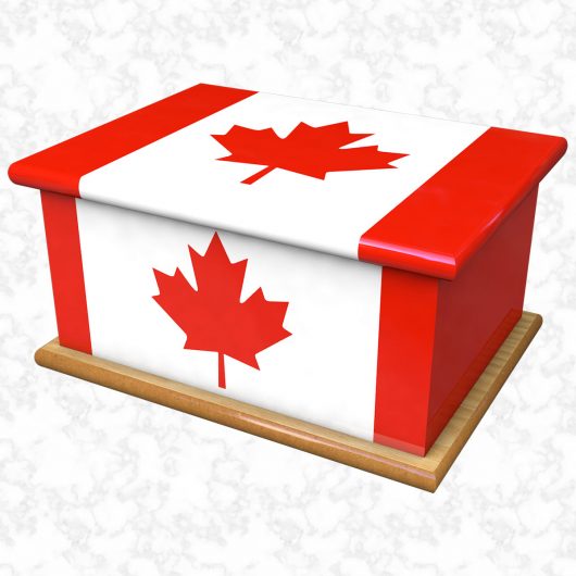 Canadian flag ashes casket