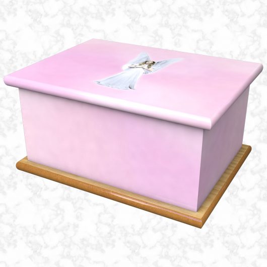 guardian angel pink ashes casket