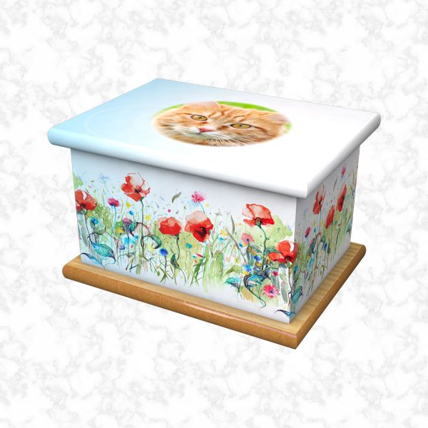 Fluffy pet ashes casket size 2