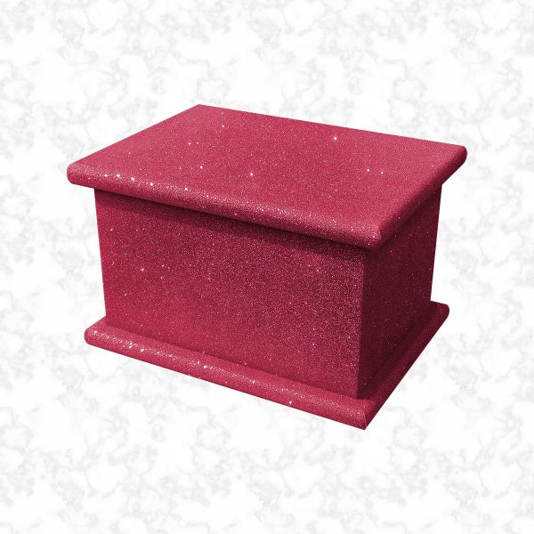 burgundy glitter child ashes casket