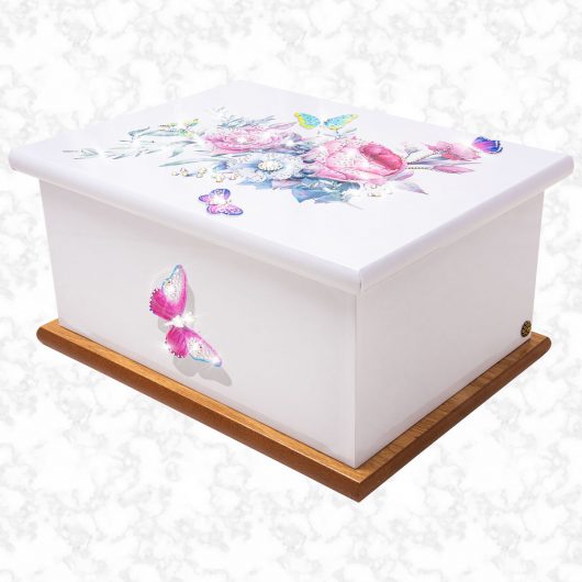 crystal butterfly rose ashes casket