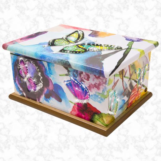 crystal flutterby ashes casket