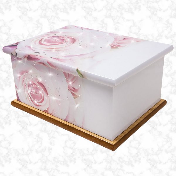 crystal blushing rose ashes casket