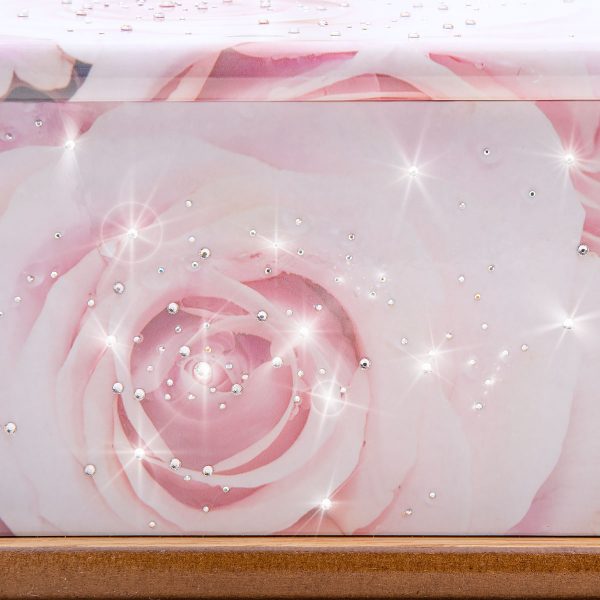 crystal blushing rose ashes casket front detail