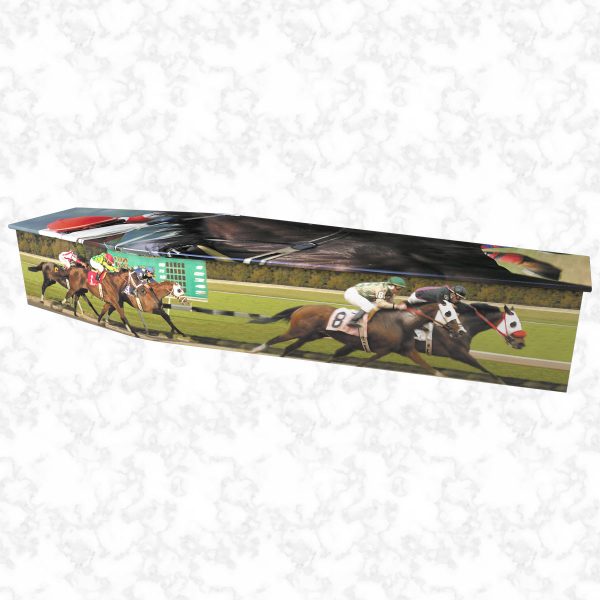 Horse Racing Colourful Coffin side view