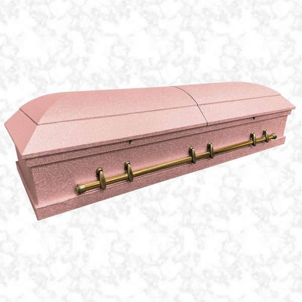 Alaska Glitter Rose Gold wooden American casket with Gold handles